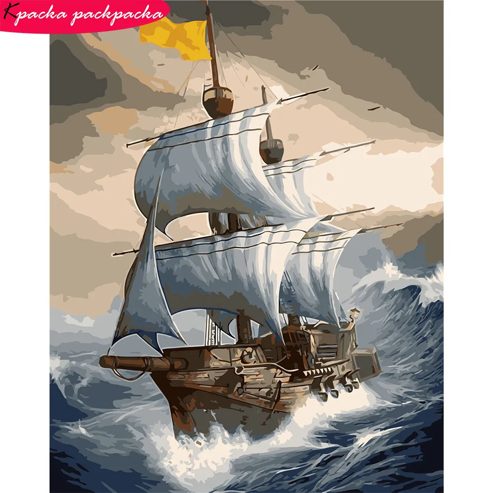 

Набор для рисования по номерам на пейзаже, лодке, 50x40 см, 24 цвета