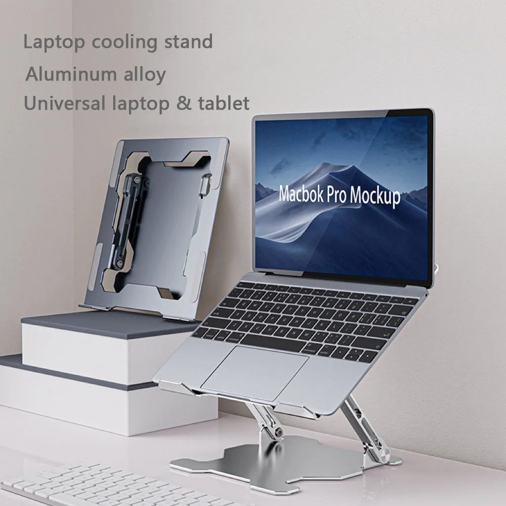 

Aluminum alloy holder for laptop, folding flat cooling platform for desktop