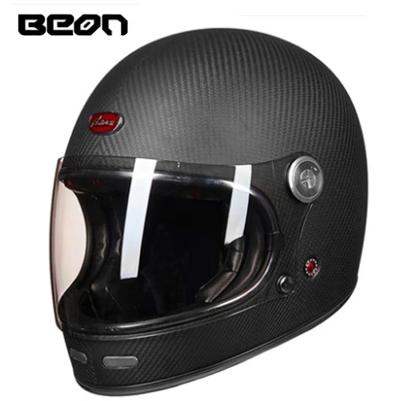 BEON B-510 шлем для мотокросса из углеродного волокна beon 510 винтажные мотоциклетные профессиональные Ретро шлемы ECE Сертификация - Цвет: carbon matte black