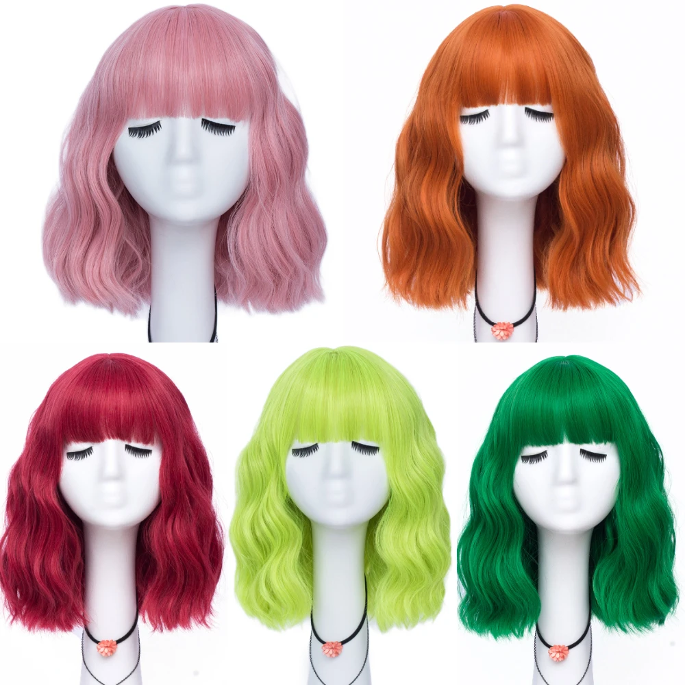 MSIWIGS короткие кудрявые синие Bobo синтетические Косплей парики для женщин