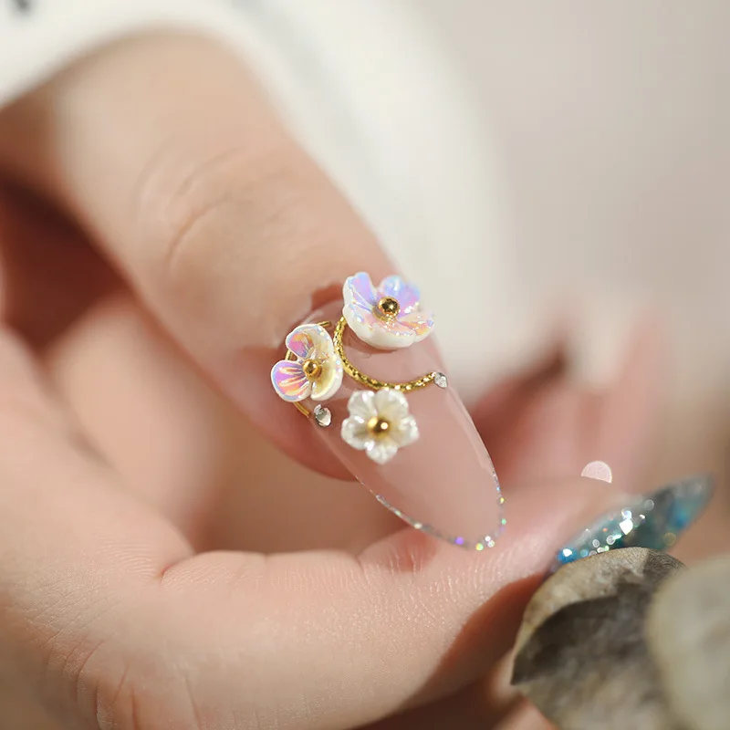 

1 Box 3D Nail Rhinestones Mixed Jewelry Gems 3D Shell Patch Glitter Nail Decoration Rose Flower Manicure Mix Color DIY Art