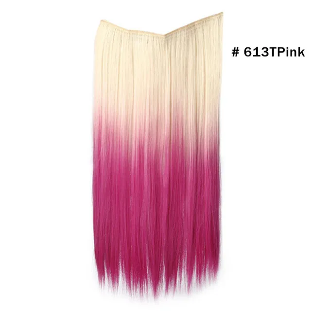 Beach blonde T Pink Пряди для наращивания, невидимые, Омбре, прямые, скрытая, секретная корона, флип, накладные синтетические волосы для женщин, M02 - Цвет: Beach blonde T Pink