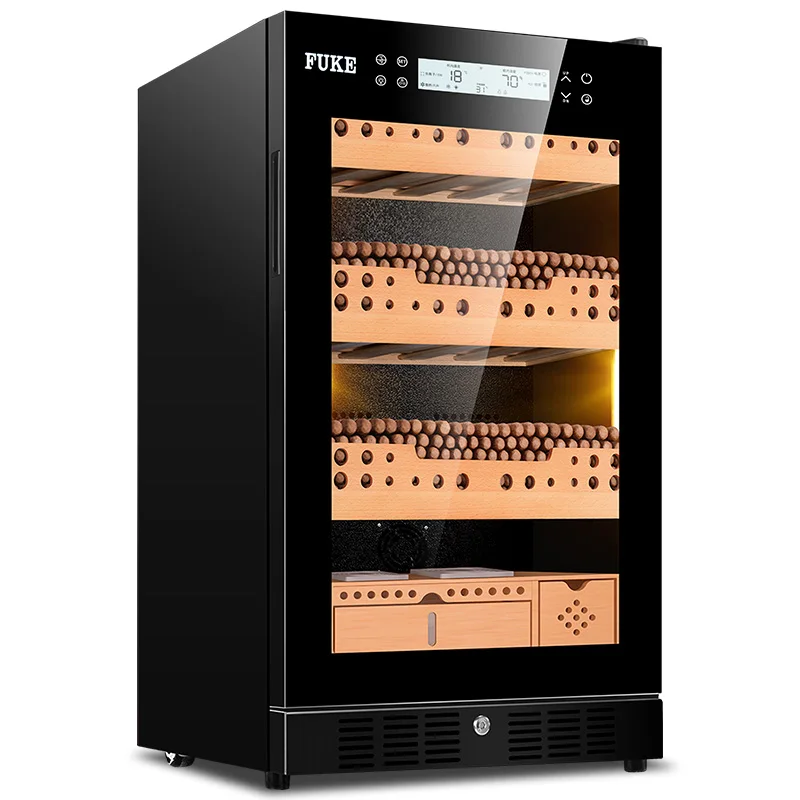 Черный FUKE шкафчик для хранения сигар "humidor" светодиодный светильник Humidor кулер humidor шкаф охладитель сигар FK-28C - Цвет: Черный