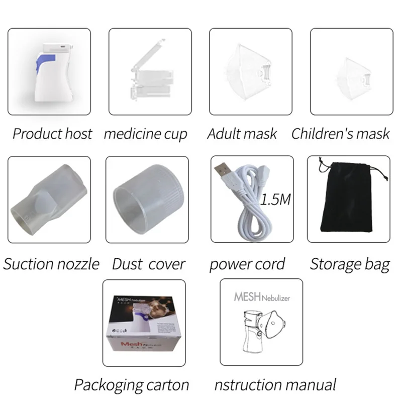 

Mini portable mesh nebulizer ultrasonic nebulizer baby care asthma inhaler medical devices health care steam inhalation machine