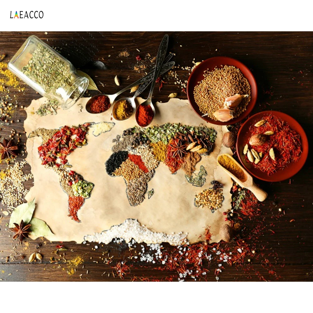 Laeacco Wold карта еда кухня живопись холст стена с фотографиями художественные