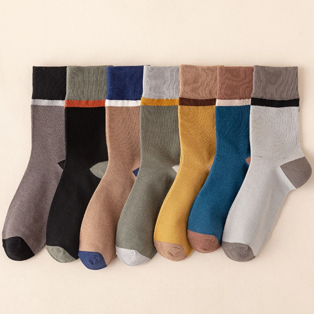 

10 Pairs/Lot Men's Socks Male Retro Style Casual Crew Socks Autumn Winter Cotton Knitting Long Socks Patchwork Color Boys Sox