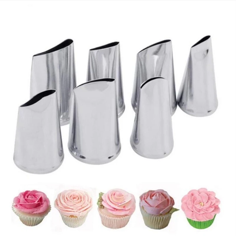 

7pcs/set Cake Decorating Tips Set Cream Icing Piping Fondant Rose Nozzle Pastry Tools Fondant Decorating Tools Tulip Molds