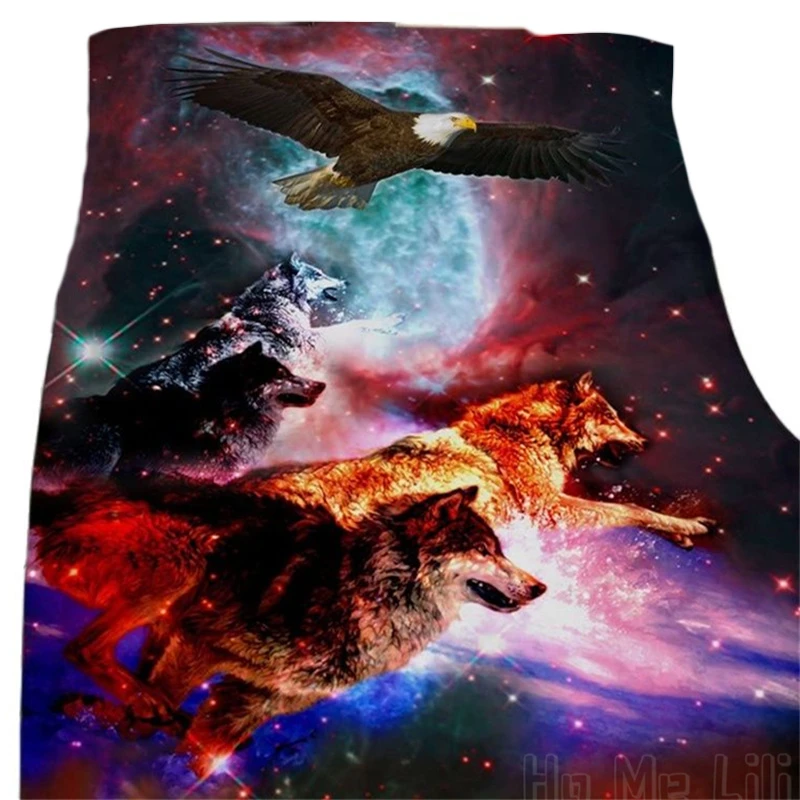 

Flannel Blanket By Ho Me Lili Funny Red Galaxy Wolf Animal Soft Warm Cozy For Sofa Chair Bed Office Travelling Camping