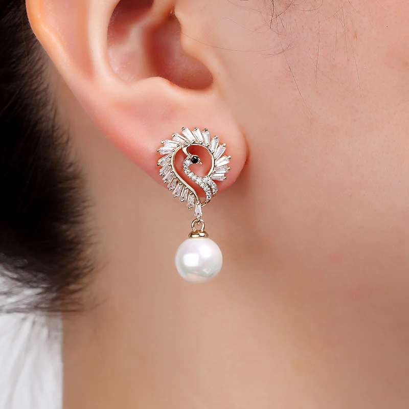 Женские серьги с кристаллами женские в виде птицы Феникса аксессуары для ушей