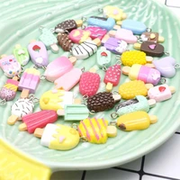 10pcsbag 3d cake donuts ice cream resin simulation pendants crafts diy making findings handmade jewelry for earring necklace