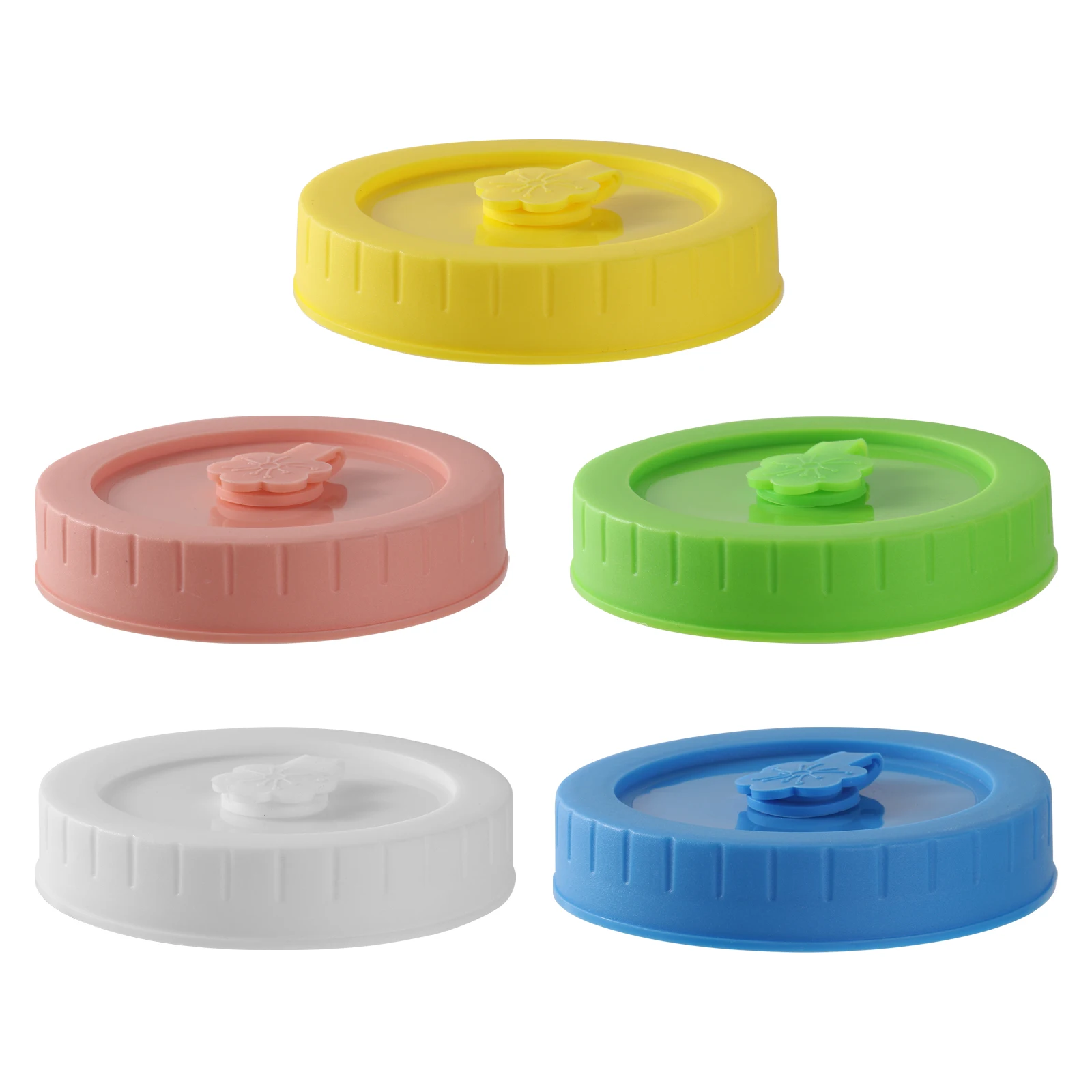5Pcs 86mm Plastic Straw Lids Mason Canning Jar Covers with Straw Hole Plum-Shaped Silicone Stopper Glass Bottle Jar Storage Caps images - 6