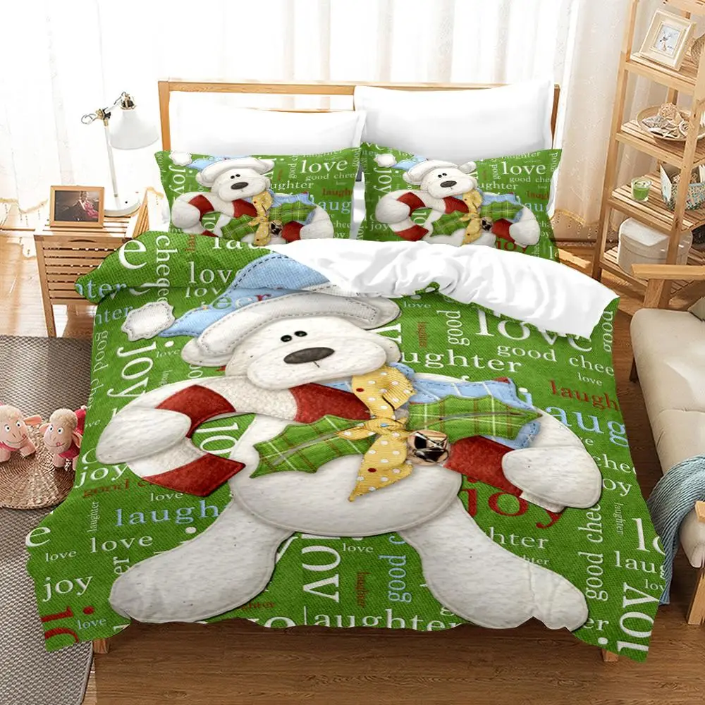 

Cianlsria Children Kids Christmas Cartoon 3 PCE Bedding Sets 3D Printing Quilt Cover and Pillowcase No Sheets