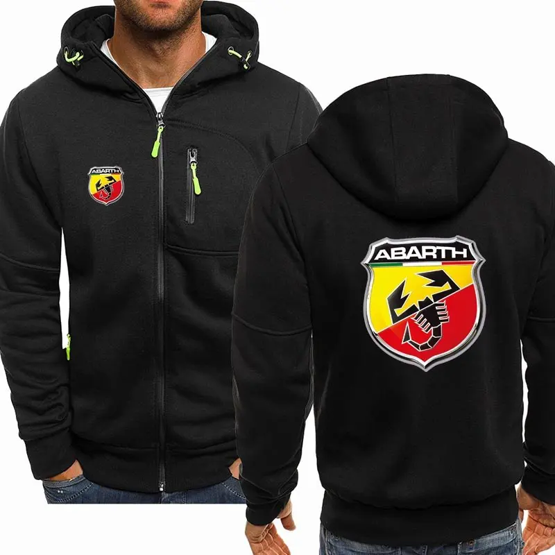 

Новая куртка с логотипом Abarth на весну и осень Мужская модная Толстовка с длинным рукавом на молнии в стиле хип-хоп Харадзюку Повседневная Толстовка с капюшоном