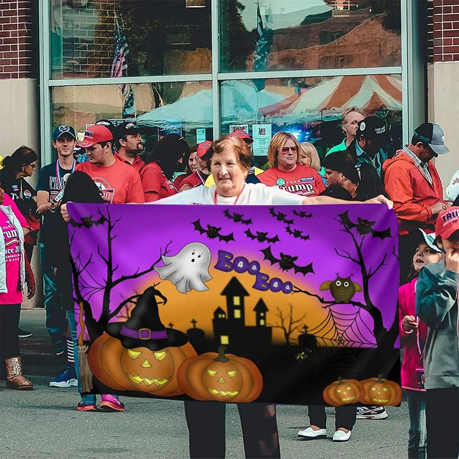 Страшные ночные фонари на Хэллоуин в виде тыквы и призрачная Сова Летучая мышь