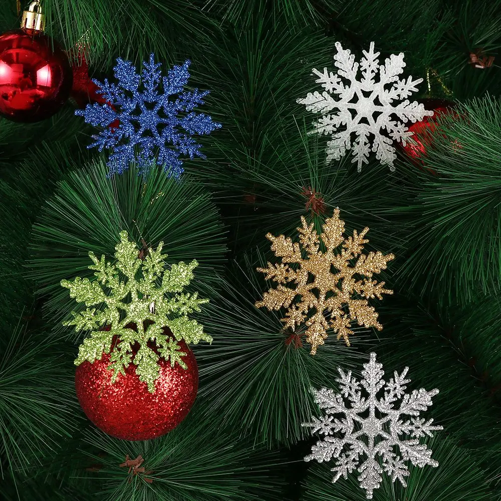 

12Pcs Glitter Snowflake Christmas Tree Decor Festival Decoration Party Ornaments Hanging pendant DIY Craft Home Decoration Hot