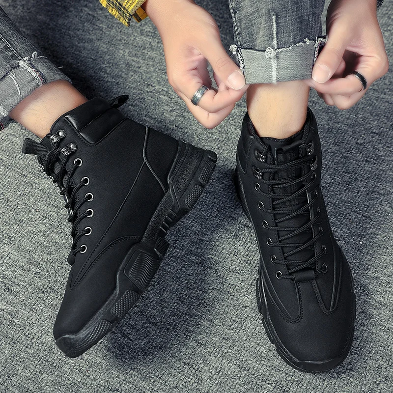 Модные походные кроссовки рабочие ботинки мужские кожаные черные коричневые