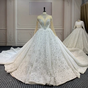 Marnham Luxury Wedding Dress 2022 Bridal Gown For Woman Royal Train Long Sleeves Plus Size Diamond Vestido De Noiva Robe Mariee