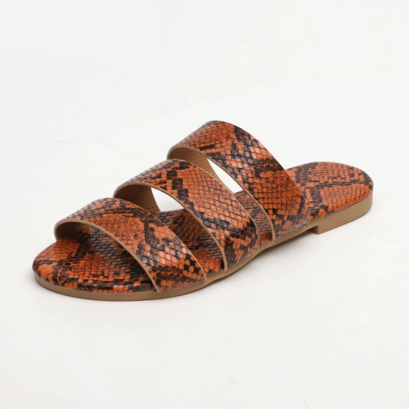 

Summer Women Slippers Fashion Snake Print Sandals Sexy Serpentine Slippers Female Streetwear Flip Flop Platform Femme Flat Shoes