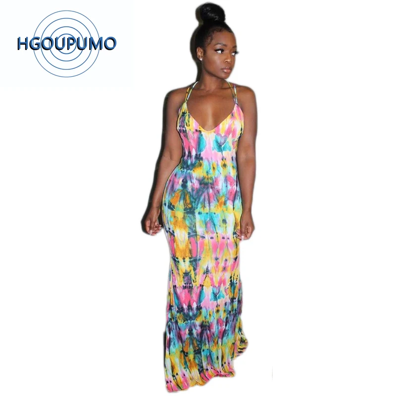 Высокая талия облегающее платье Красочный галстук крашение сексуальные Клубные