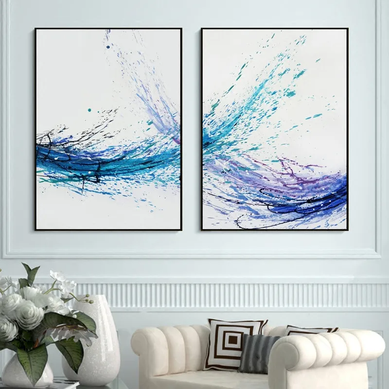 Граффити спрей цвет абстракция фиолетовый синий черный волна холст Картина