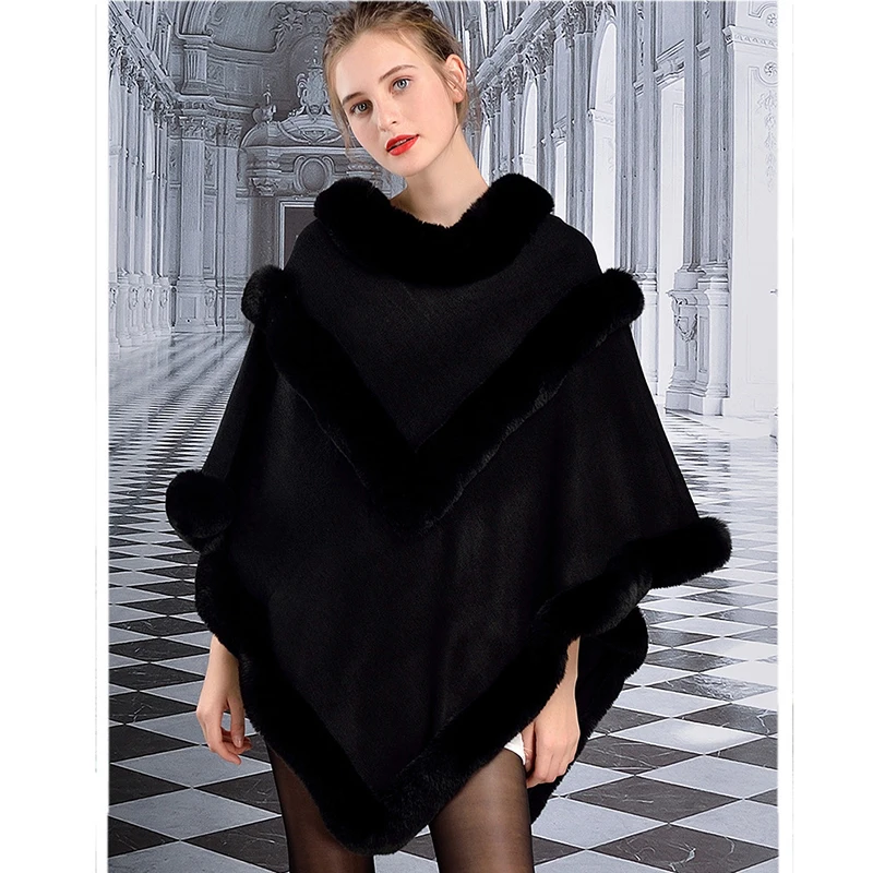 Женская накидка из искусственного меха накидки и шали модный свитер пончо