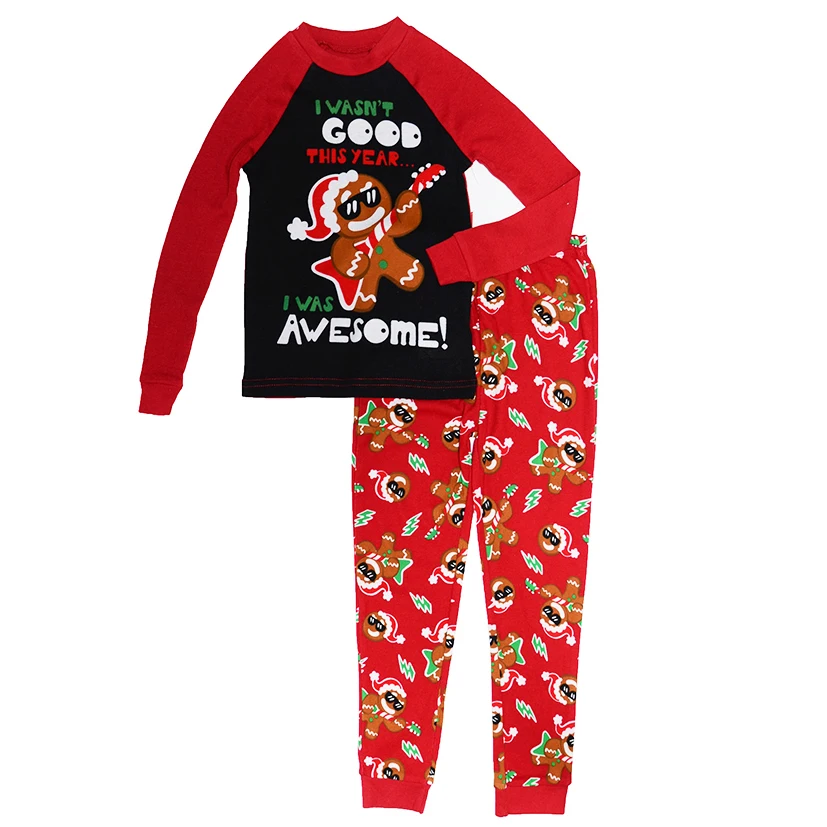 Рождественский пижамный комплект для мальчиков и девочек на осень топ с длинным