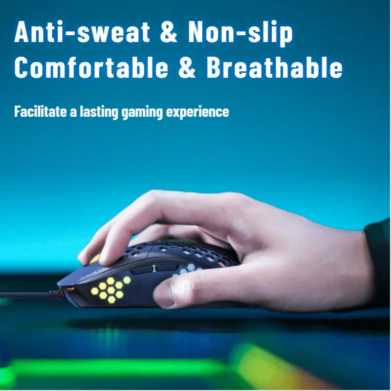 onikuma cw903 wired gaming mouse optical usb e sports game mice 6 led breathing light rgb colors for laptop pc game free global shipping