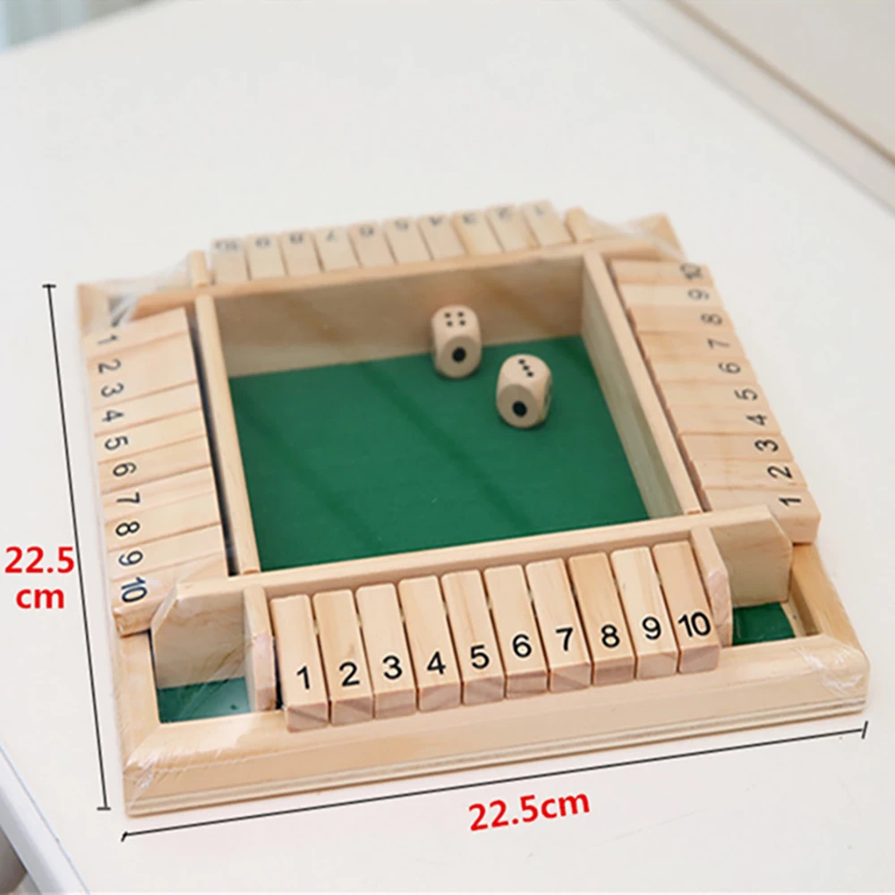 

Four Sided Shut The Box Board Game Set Wooden Board Game 4 Way Box Dice Game Dice Party Club Drinking Games for Families