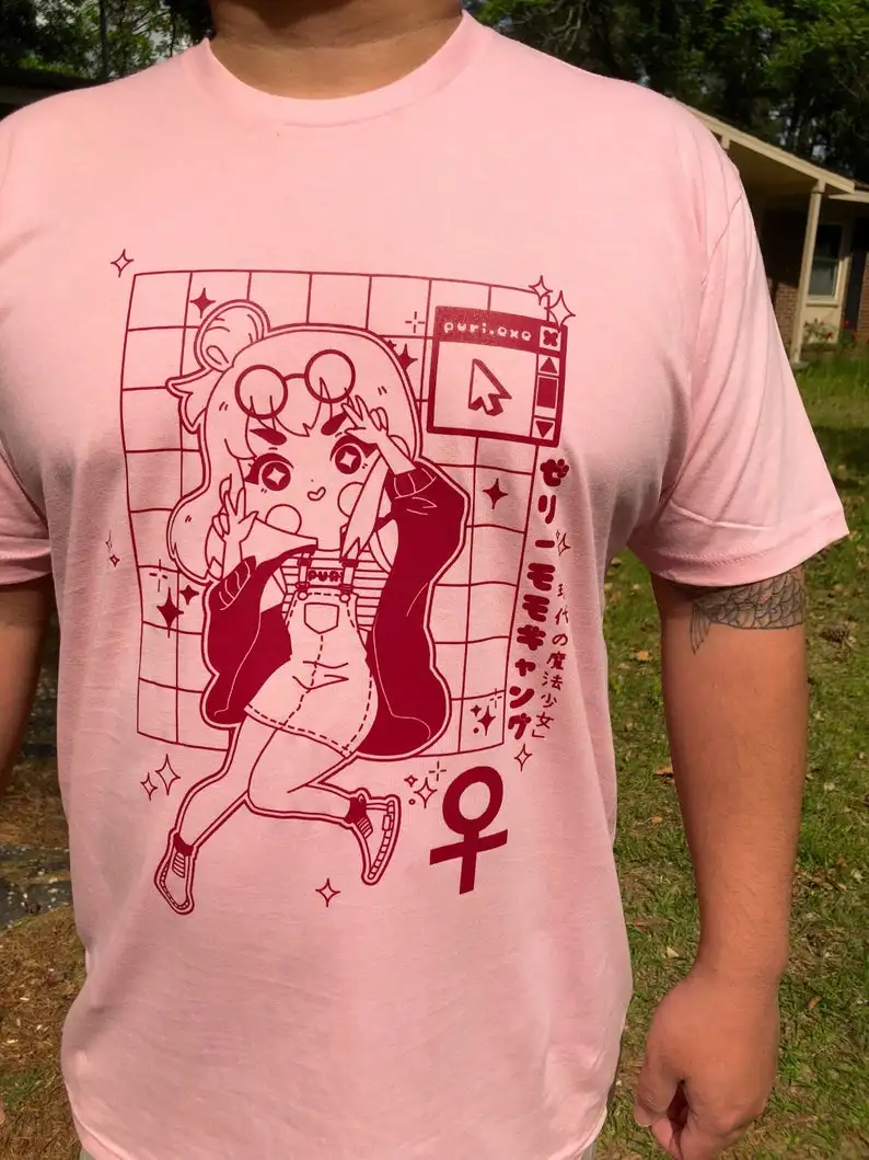 Япония волшебная девушка Трафаретный принт Harajuku футболка унисекс уличная мода