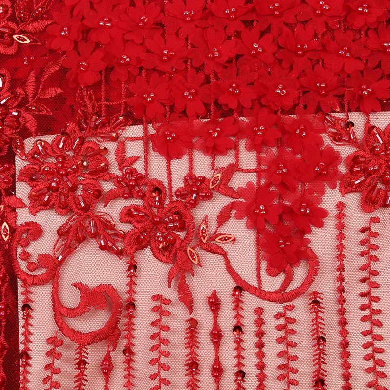Bridal Beads Lace Fabric Latest African Lace Fabric 3d Lace Embroidery French African Wedding Lace Fabric 2861b