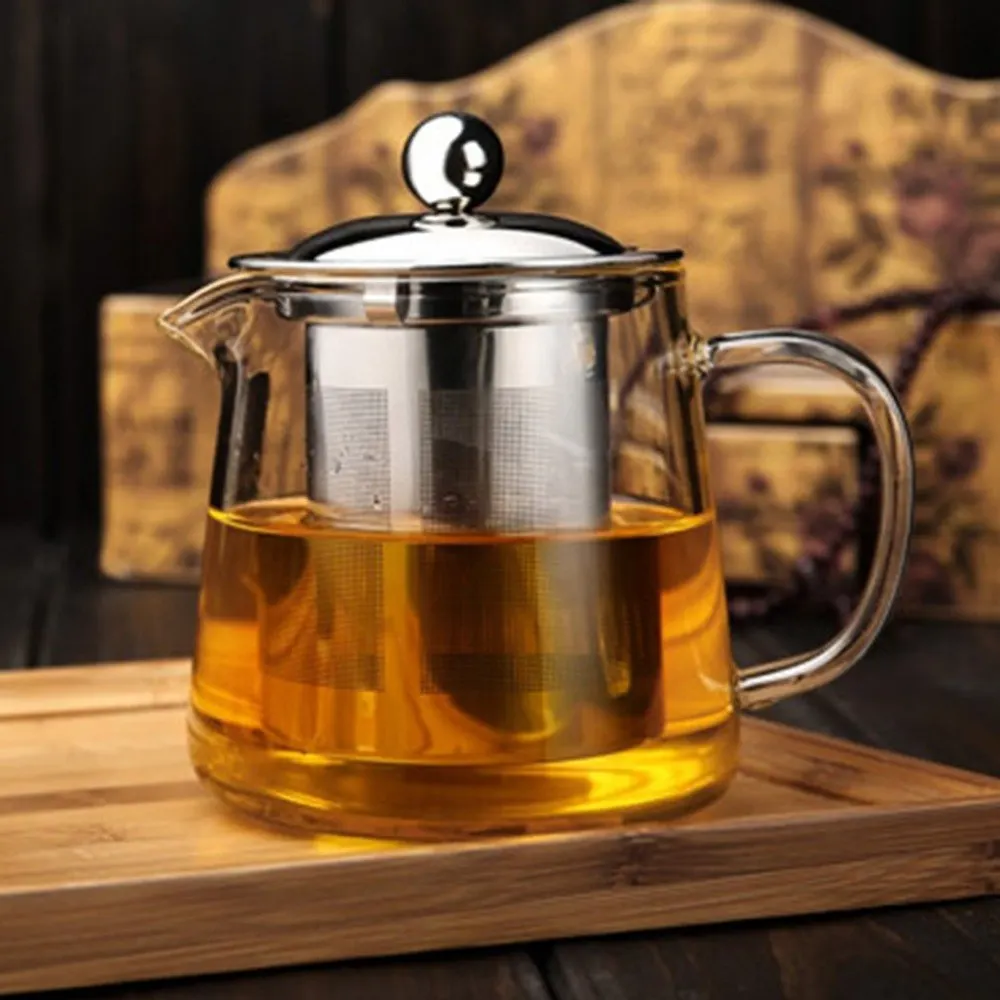 Non-Toxic Transparent Clear Borosilicate Glass Teapot Elegant Tea Cup With Stainless Steel Infuser Strainer Newly | Дом и сад