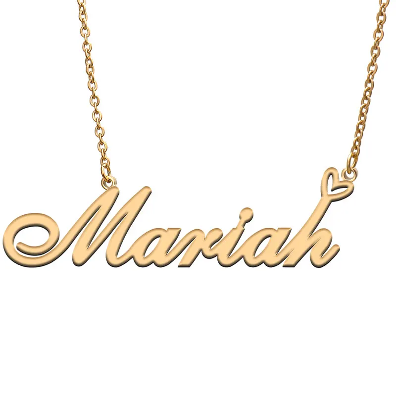 

Love Heart Mariah Name Necklace for Women Stainless Steel Gold & Silver Nameplate Pendant Femme Mother Child Girls Gift