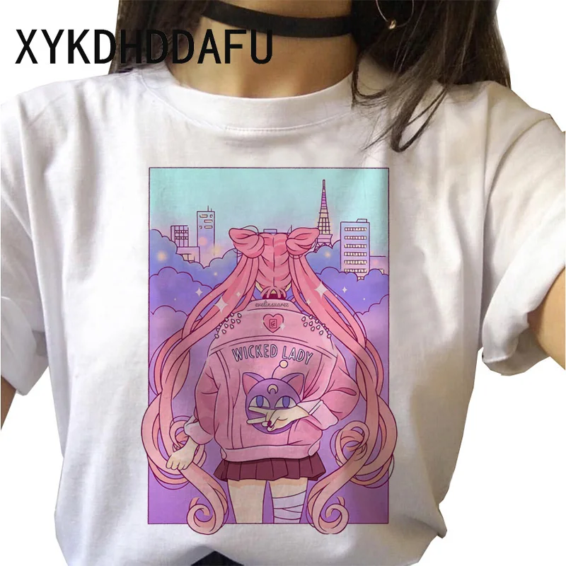 

Sailor Moon Women T-Shirt Harajuku Kawaii T-shirt Top Ulzzang Cartoon Aesthetic T-shirt Women 2021