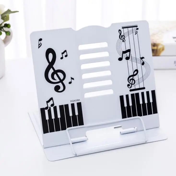 Music white Kawaii Единорог Металлический регулируемый портативный держатель для книг для чтения складная подставка держатель книжная полка держатель для документов база канцелярские принадлежности - Color: Music white