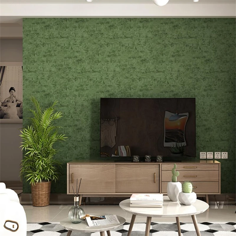 Современные минималистичные однотонные Ретро зеленые обои в скандинавском