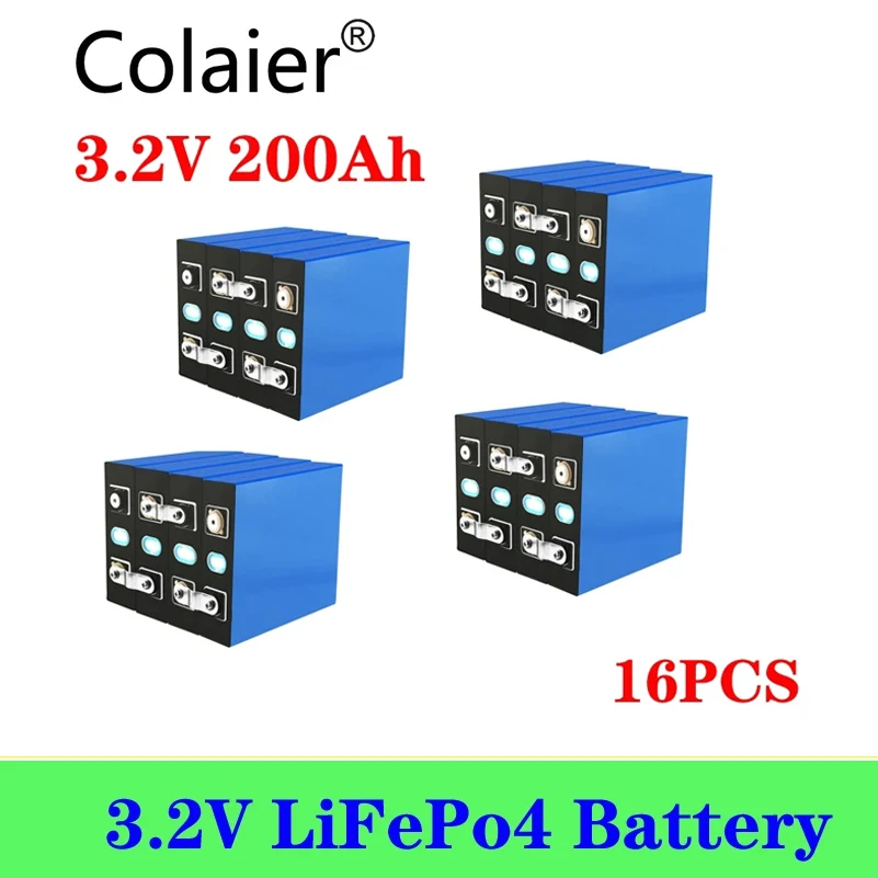 

16pcs Colaier 200AH 3.2V 12V lifepo4 battery NOT 280AH Lithium Iron Phosphate Cell solar 48V200AH 24V400Ah cells EU US TAX FRE