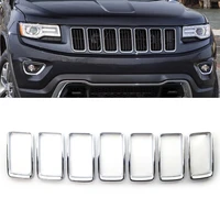 7pcsset plastic grille grill ring glossy auto replacement exterior parts for jeep grand cherokee 2014 2015 2016 chrome