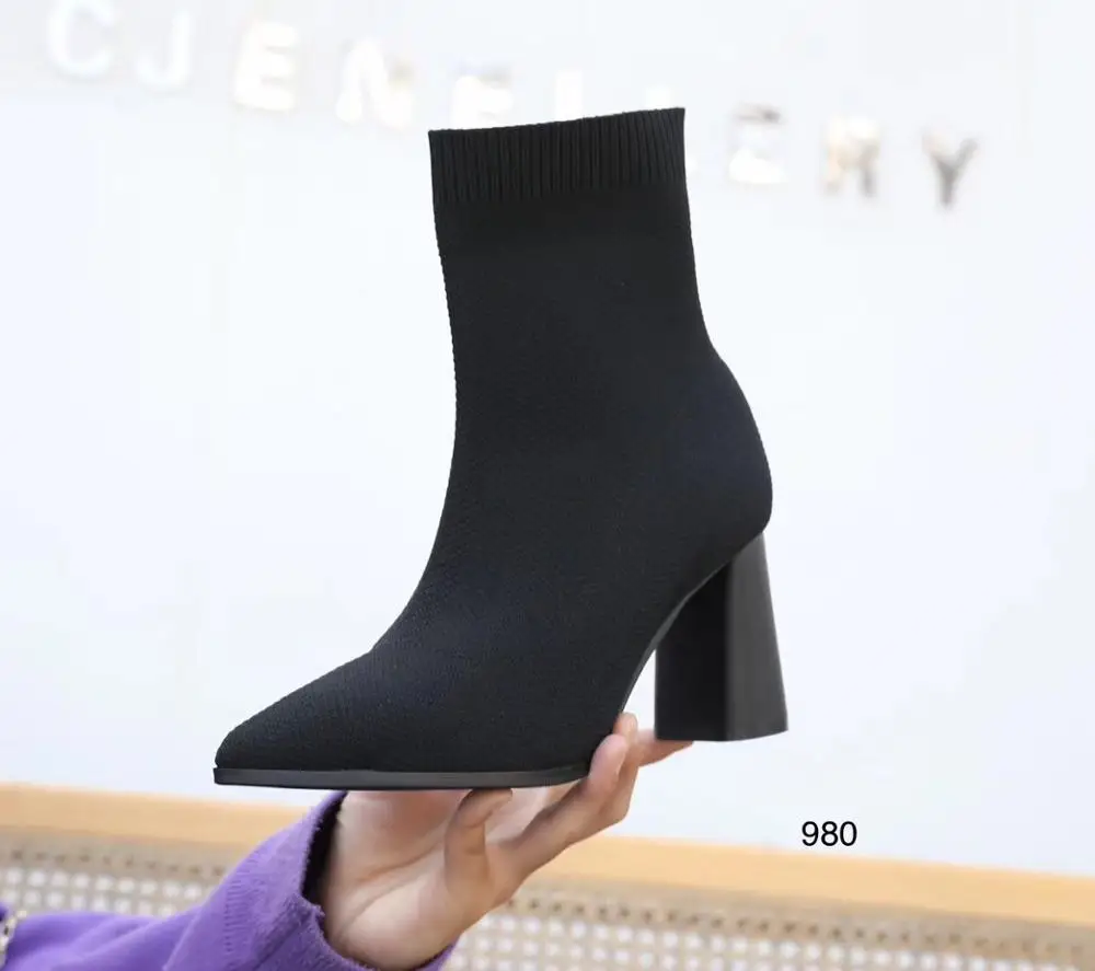 Простые вязаные шерстяные носки с острым носком Новинка 2019 года сезон осень зима