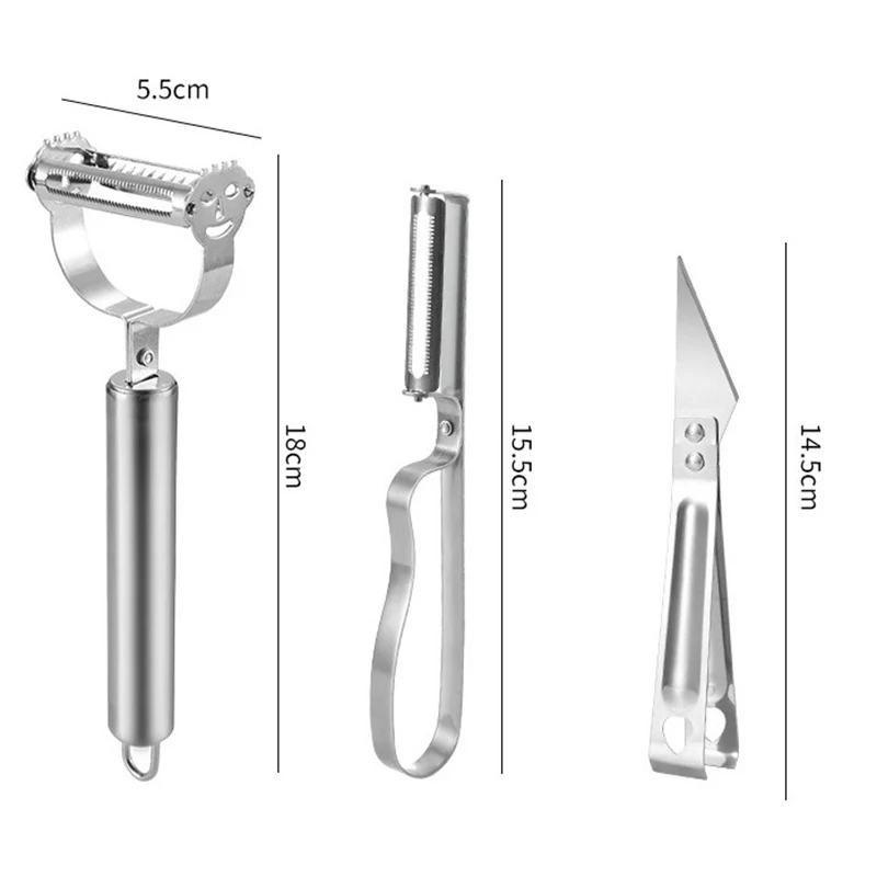 

3pcs/set Stainless Steel Fruit Potato Peeler Sharp Vegetable Tools