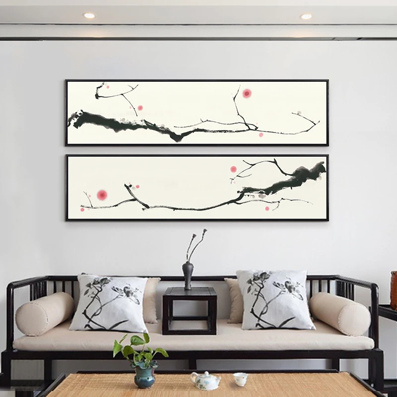 

Abstract Ancient Chinese Style Flower Office Decorative Poster Wall Art Canvas Painting Picture Print for Living Room Home Decor