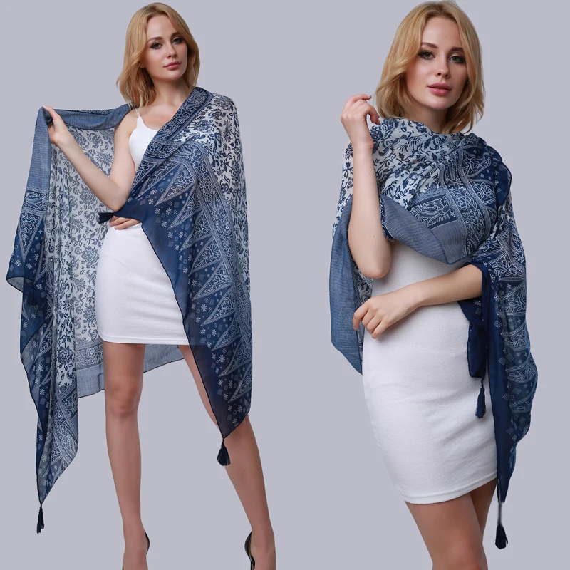 

Luxury Brand Hijab Summer Women Scarves Soft Long Print Silk Scarves Lady Shawl And Wrap 20120 Pashmina Beach Stoles