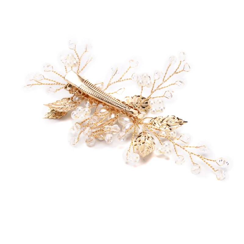 1pcs Leaf Barrette Alligator Hair Clip Baroque Pearl Hairpins Headdress Headpiece Goddess Wedding Accessories Jewelry | Украшения и