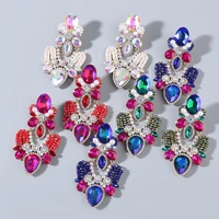 fashion colorful rhinestone drop earrings for women bohemian geometric dangle earrings pendientes bijoux party charm jewelry