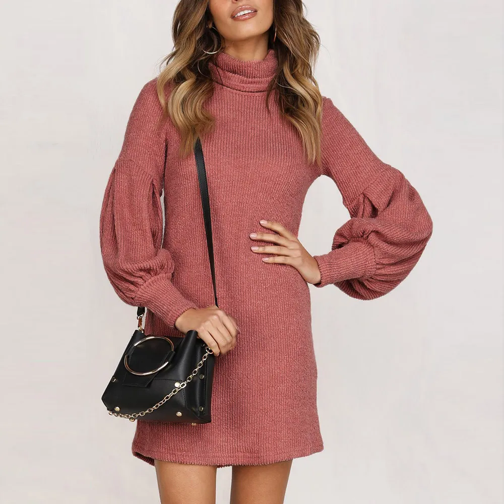 Женский Однотонный свитер с длинным рукавом и О-образным вырезом вязаный пуловер