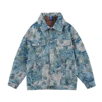 women men washed coat for hop jeans hip windscreen pattern retro floral big size loose autumn jakts winter mens clothing new