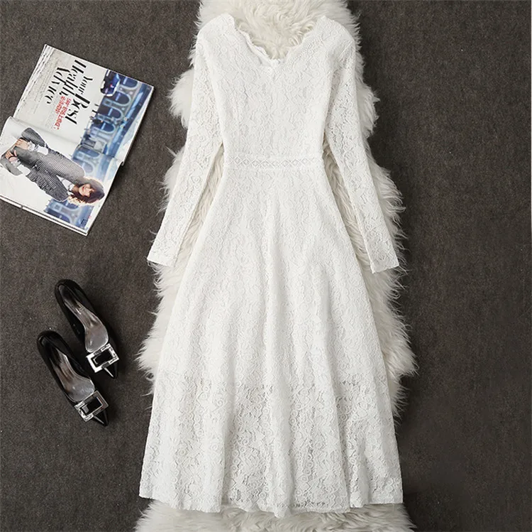 

Женские Элегантные женские полные кружевные украшения полые сапоги с хорошей терморегуляцией, темпераментный v-образный вырез, длинное, прямое, вечерние платья с открытыми плечами вечернее 2021