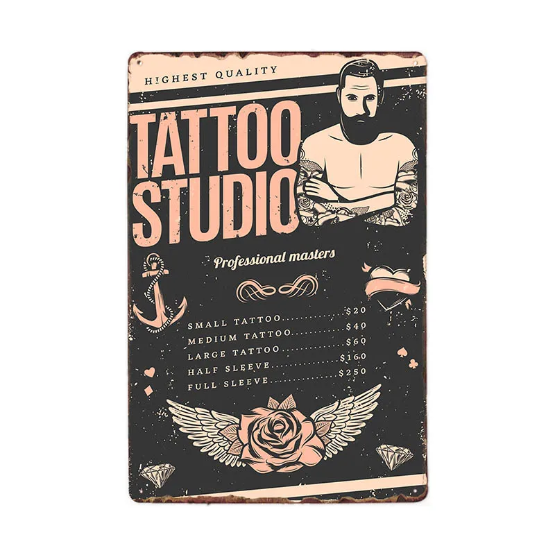 Студия татуировки живопись Европейский Стиль Ретро Железный металлический знак