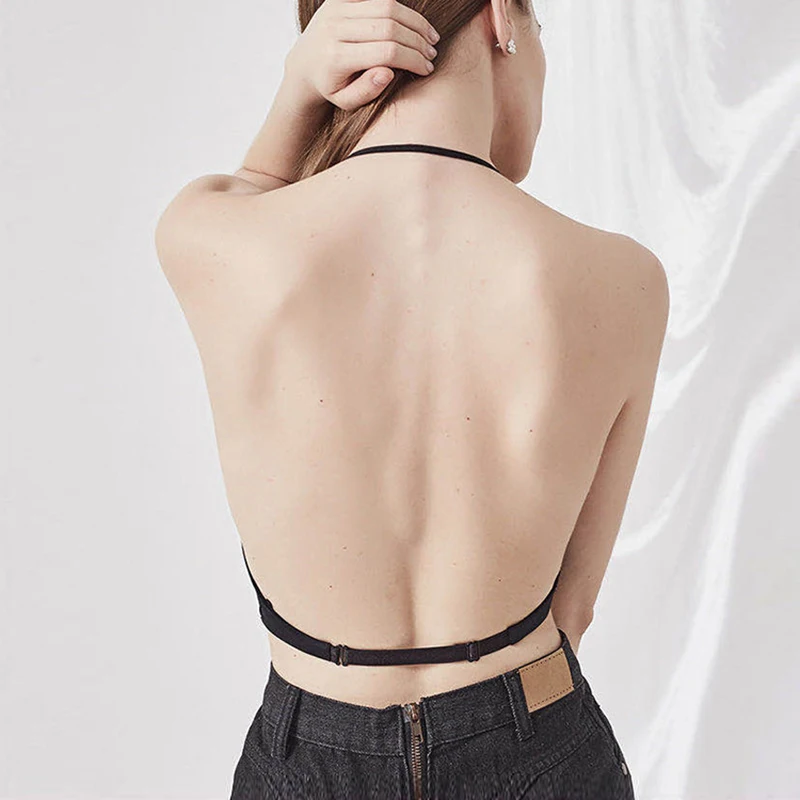 Новинка 2020 гладкий бюстгальтер из ледяного шелка с большой открытой спиной