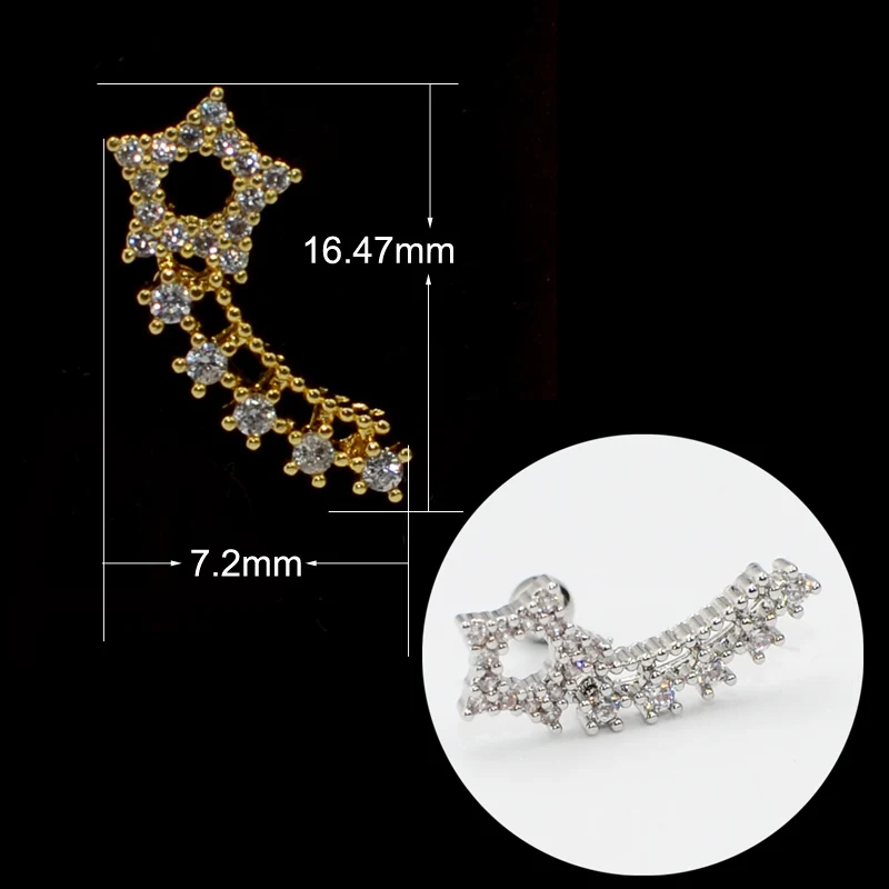Style 22 1 пара хирургические Сталь серьги из гипоаллергенного материала ухо траг серьги, Надеваемые На ушной хрящ различные формы ушной манжет из циркона нательное пирсинг-кольцо 20G - Окраска металла: Style 22