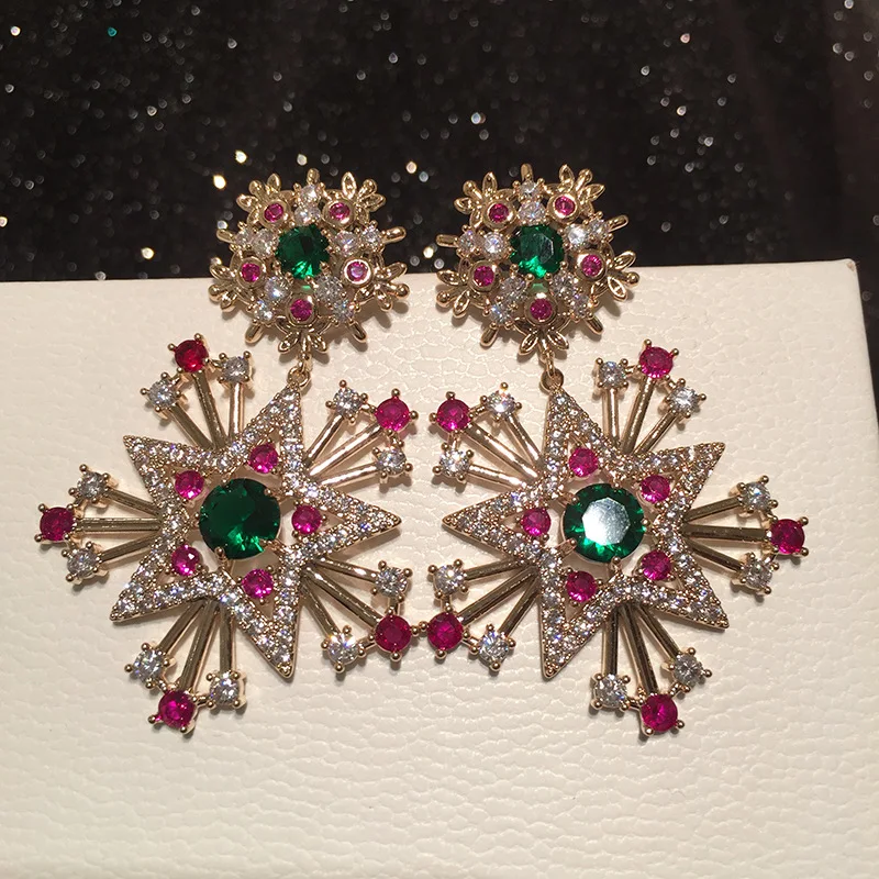 

S925 Silver Needle Luxury Color Big Earrings 210319-24